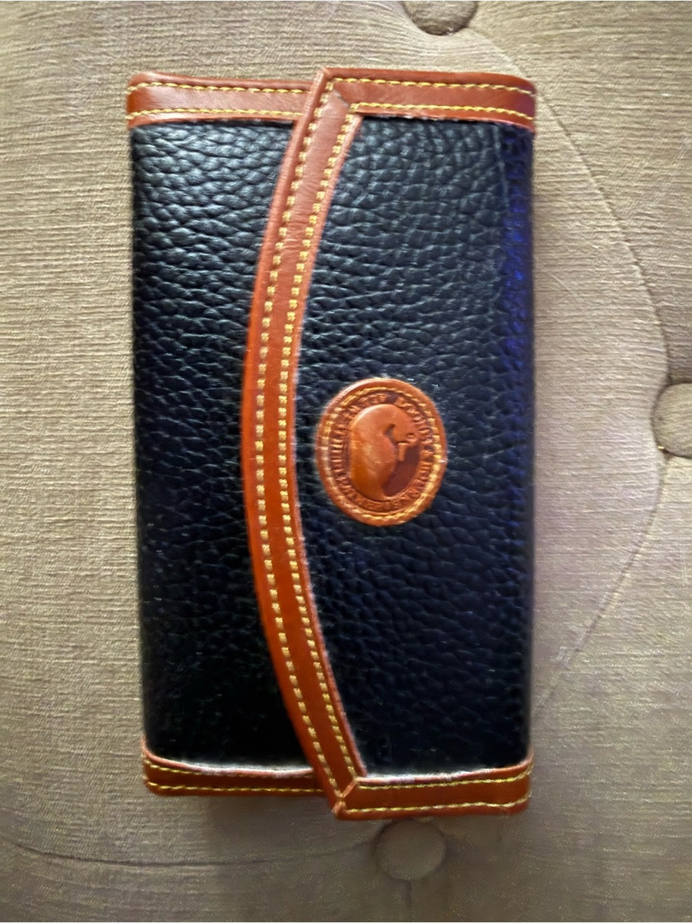 Reduced! Dooney & Bourke Navy Wallet with Brown Trim